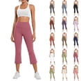 thumbnail image 1 of Cropped Yoga Pants Womens Plus Size Capri Flare Leggings Lightweight Summer Workout Pants for Summer Hot Pink 2XL, 1 of 6