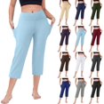 thumbnail image 1 of Cropped Yoga Pants Womens Plus Size Capri Flare Leggings Lightweight Summer Workout Pants for Summer Light Blue 2XL, 1 of 4