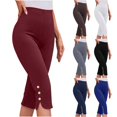 thumbnail image 1 of Cropped Yoga Pants Womens Plus Size Capri Flare Leggings Lightweight Summer Workout Pants for Summer Wine 2XL, 1 of 6