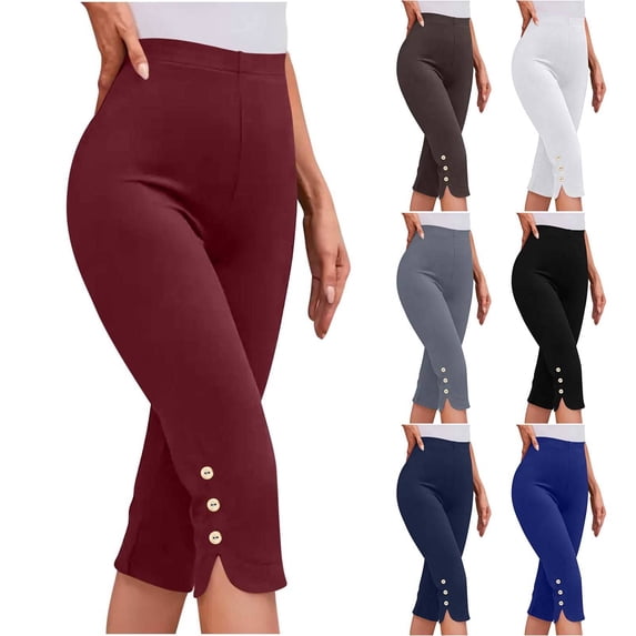 Cropped Yoga Pants Womens Plus Size Capri Flare Leggings Lightweight Summer Workout Pants for Summer Wine 2XL