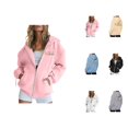 thumbnail image 1 of Cropped Zip Up Hoodie Women Oversized Womens Sweatshirt Casual Daily Outfit Women's Hoodies And Sweatshirts With Hood For Everyday Wear Long Sleeve Design Back To School Print Pairing Jeans, 1 of 6
