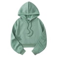 thumbnail image 1 of Cropped Zip Up Hoodie Women Winter Fall Slim Fitted Hooded Long Sleeve Bubble Cuff One Shoulder Solid Color Leisure Polyester Hoodies (Green,S), 1 of 4