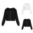 thumbnail image 1 of Cropped Zip Up Hoodie for Women 2025 Long Sleeve Plain Casual Hooded Sweatshirt with Pockets Jacket Coat, 1 of 1