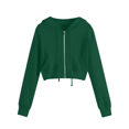 thumbnail image 1 of Cropped Zip Up Hoodie for Women Long Sleeve Casual Sweatshirt Cropped Jackets Outwear Workout Drawstring with Pockets, 1 of 5