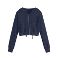 thumbnail image 1 of Cropped Zip Up Hoodie for Women Long Sleeve Casual Sweatshirt Cropped Jackets Outwear Workout Drawstring with Pockets, 1 of 5