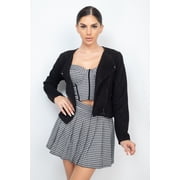Cropped Zip-up Moto Suede Jacket