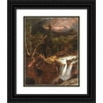 thumbnail image 1 of Cropsey, Jasper F 12x14 Black Ornate Wood Framed with Double Matting Museum Art Print Titled - The Clove  A Storm Scene in the Catskill Mountains, 1 of 4