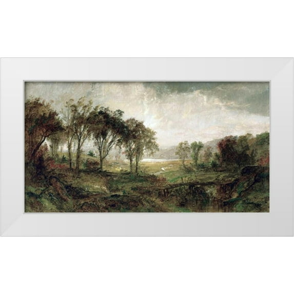 Cropsey, Jasper Francis 32x19 White Modern Wood Framed Museum Art Print Titled - Hastings On Hudson