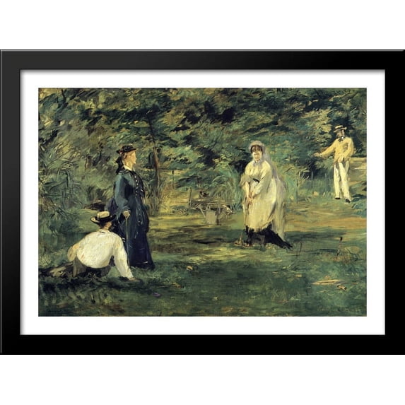 Croquet 38x28 Large Black Wood Framed Print Art by Edouard Manet