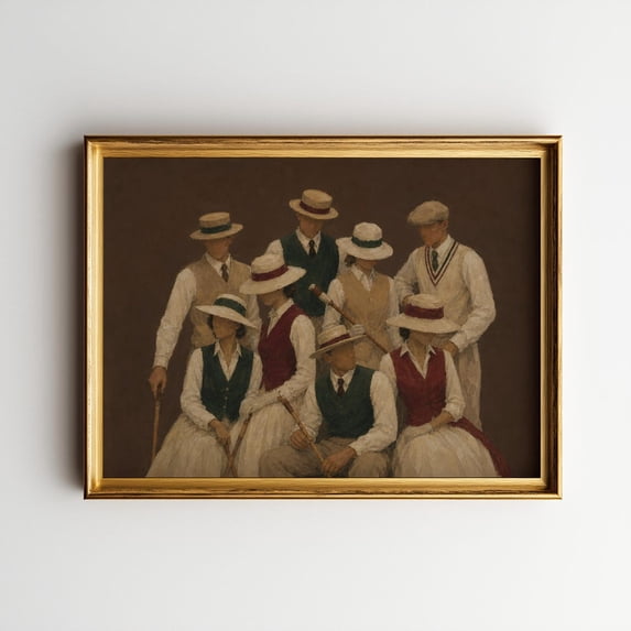 Printable Coint Croquet Club Vintage Wall Art Print, Boater Hats Old Money Lawn Game ...