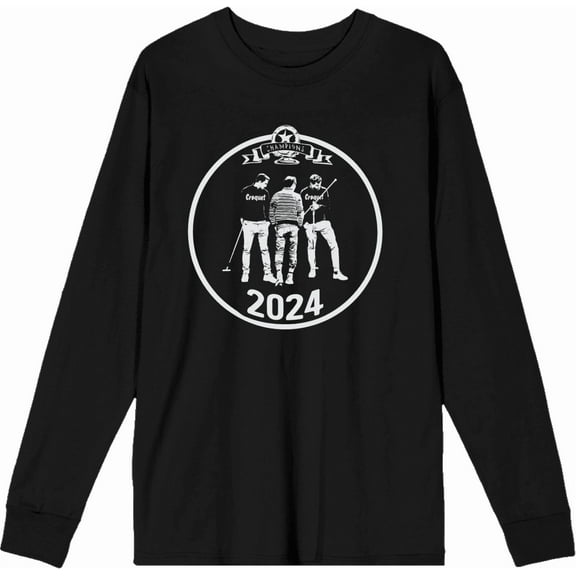 Croquet Team Champions 2024 Adult Black Crew Neck Long Sleeve Tee-3XL