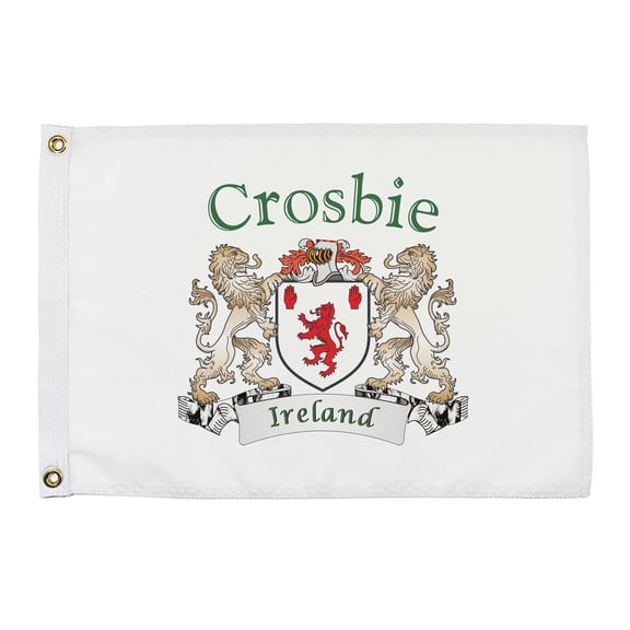 Crosbie Irish Coat of Arms Small White Flag - 16"x10.5" inches