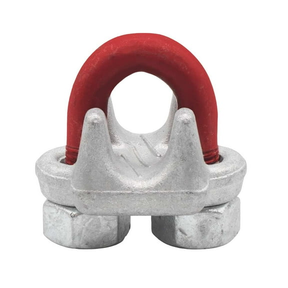 Crosby 3/8" Forged Wire Rope Clip  G-450, 1010097, U-Bolt Clamp with Saddle & Nuts  Galvanized Red Clip for Cable, Loop, Sling Termination Use