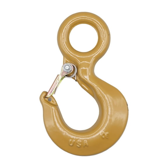 Crosby 7 Ton Eye Hook with Safety Latch 14,000 lbs WLL, Alloy Steel, Stock #1022435, L-320AN, Compatible with G80/G100 5/8" Chains Heavy Duty Lifting Hook for Rigging, Crane