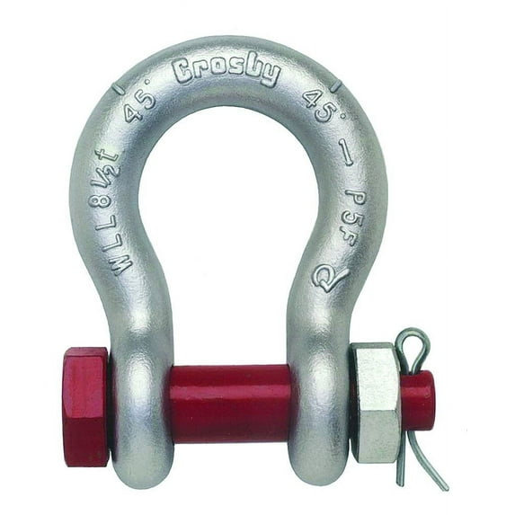 Crosby Carbon Steel S-2130 Bolt Type Anchor Shackle, Self-Colored, Ton Working Load Limit, 7/8" Size