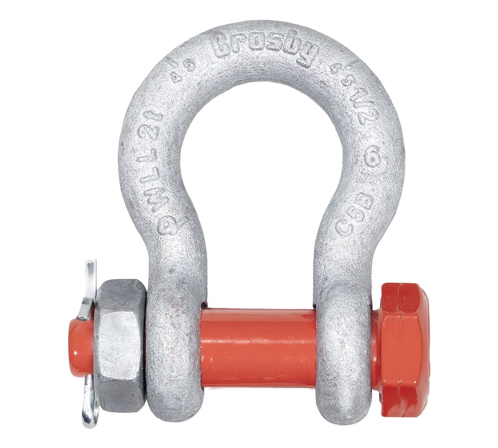 Crosby G-2130 1/2" Anchor Shackle Carbon Steel w/Safety Screw Pin 4,400 lbs WLL, Galvanized Heavy Duty D Ring Bolt Type Shackle for Towing, Rigging & Vehicle Recovery, 1019472