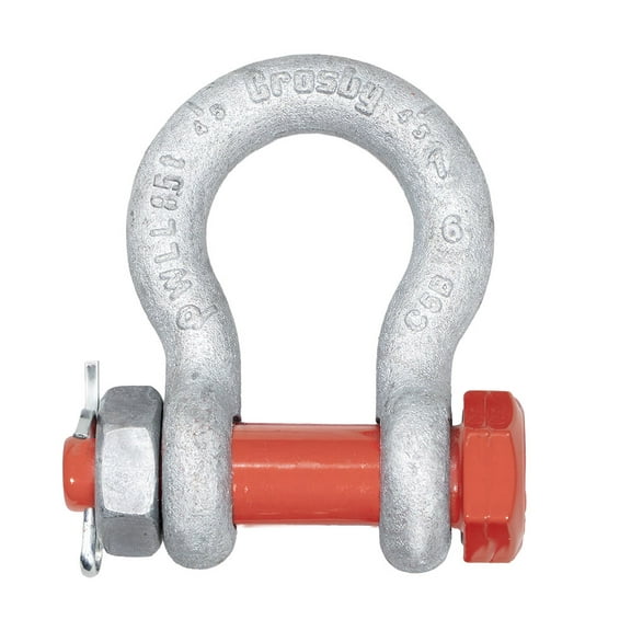 Crosby G-2130 1"Anchor Shackle Carbon Steel w/Safety Screw Pin 18,700 lbs WLL, Galvanized Heavy Duty D Ring Bolt Type Shackle for Towing, Rigging & Vehicle Recovery, 1019551