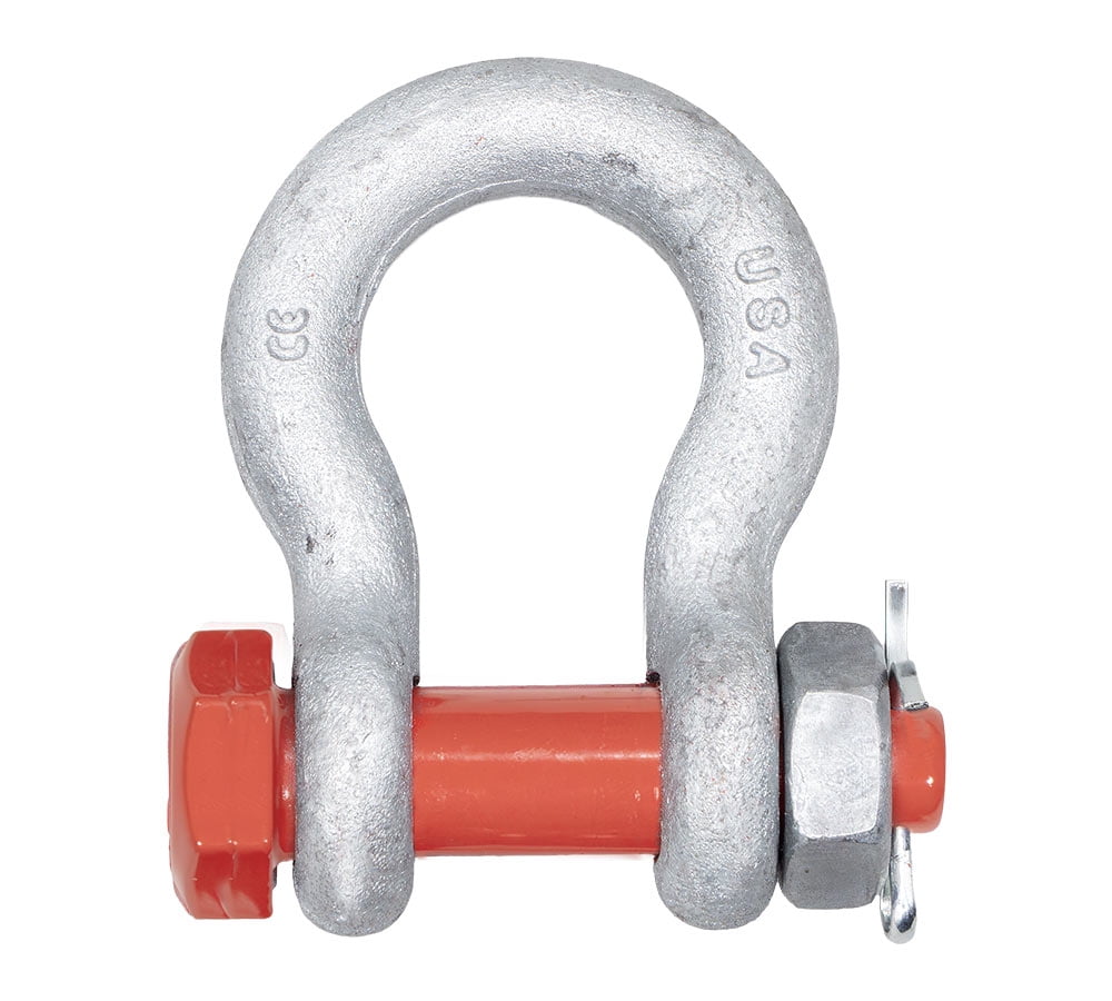 Crosby G-2130 5/8" Anchor Shackle Carbon Steel w/Safety Screw Pin 7,150 lbs WLL, Galvanized Heavy Duty D Ring Bolt Type Shackle for Towing, Rigging & Vehicle Recovery, 1019490
