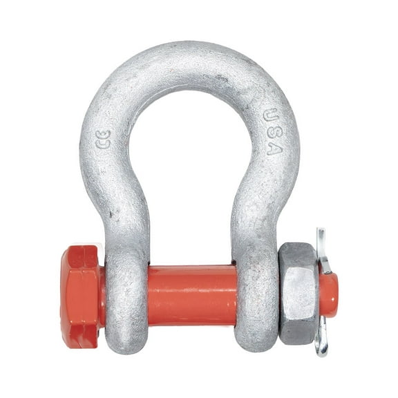 Crosby G-2130 7/8" Anchor Shackle Carbon Steel w/Safety Screw Pin 14,300 lbs WLL, Galvanized Heavy Duty D Ring Bolt Type Shackle for Towing, Rigging & Vehicle Recovery, 1019533