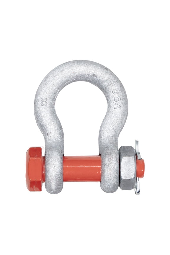 G-2130 7/8" Anchor Shackle Carbon Steel w/Safety Screw Pin 14,300 lbs WLL, Galvanized Heavy Duty D Ring Bolt Type Shackle for Towing, Rigging & Vehicle Recovery, 1019533