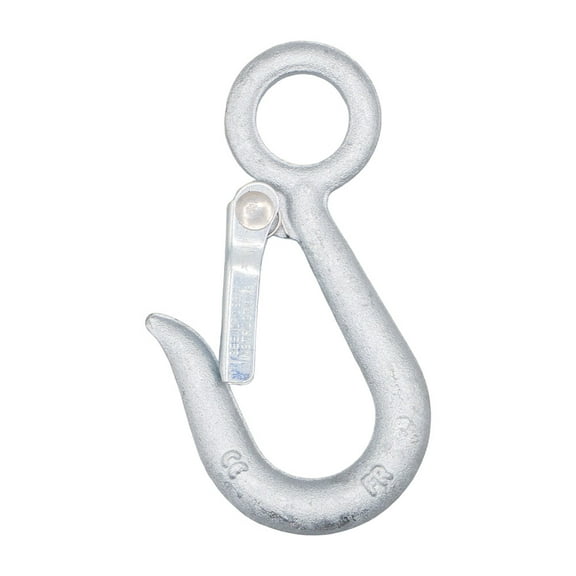 Crosby G-3315 Forged Snap Hook 7/16" Galvanized Carbon Steel, 3,000 lbs BS Eye Hook with Safety Latch for Rigging, Chains, Overhead Lifting, 1023056