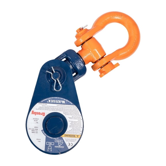 Crosby McKissick 419 Snatch Block with Swivel Hook WLL 2 Ton 3" Sheave 5/16" & 3/8" Wire Rope Wrecker Roll Back Recovery, BB Bearing Code - 109091