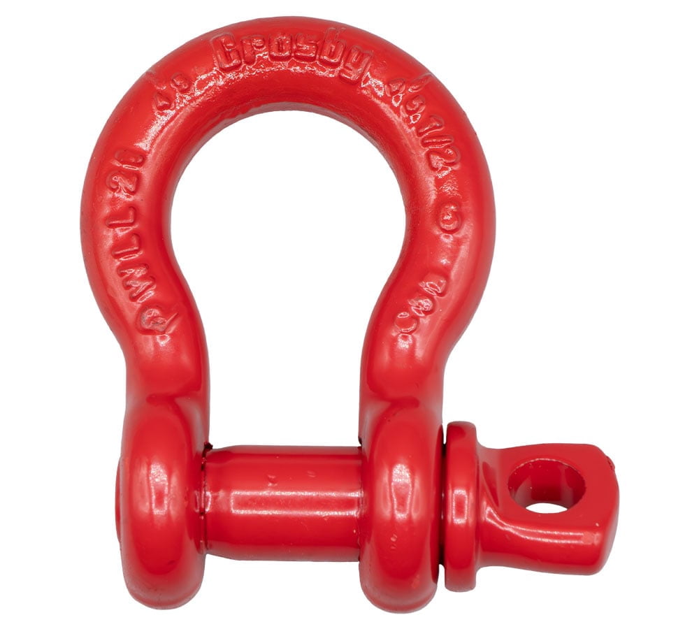 Crosby S-209 7/8" Anchor Shackle Carbon Steel w/Alloy Screw Pin 14,300 lbs WLL, Red Painted Heavy Duty D Ring Shackle for Towing, Rigging & Vehicle Recovery, 1018525