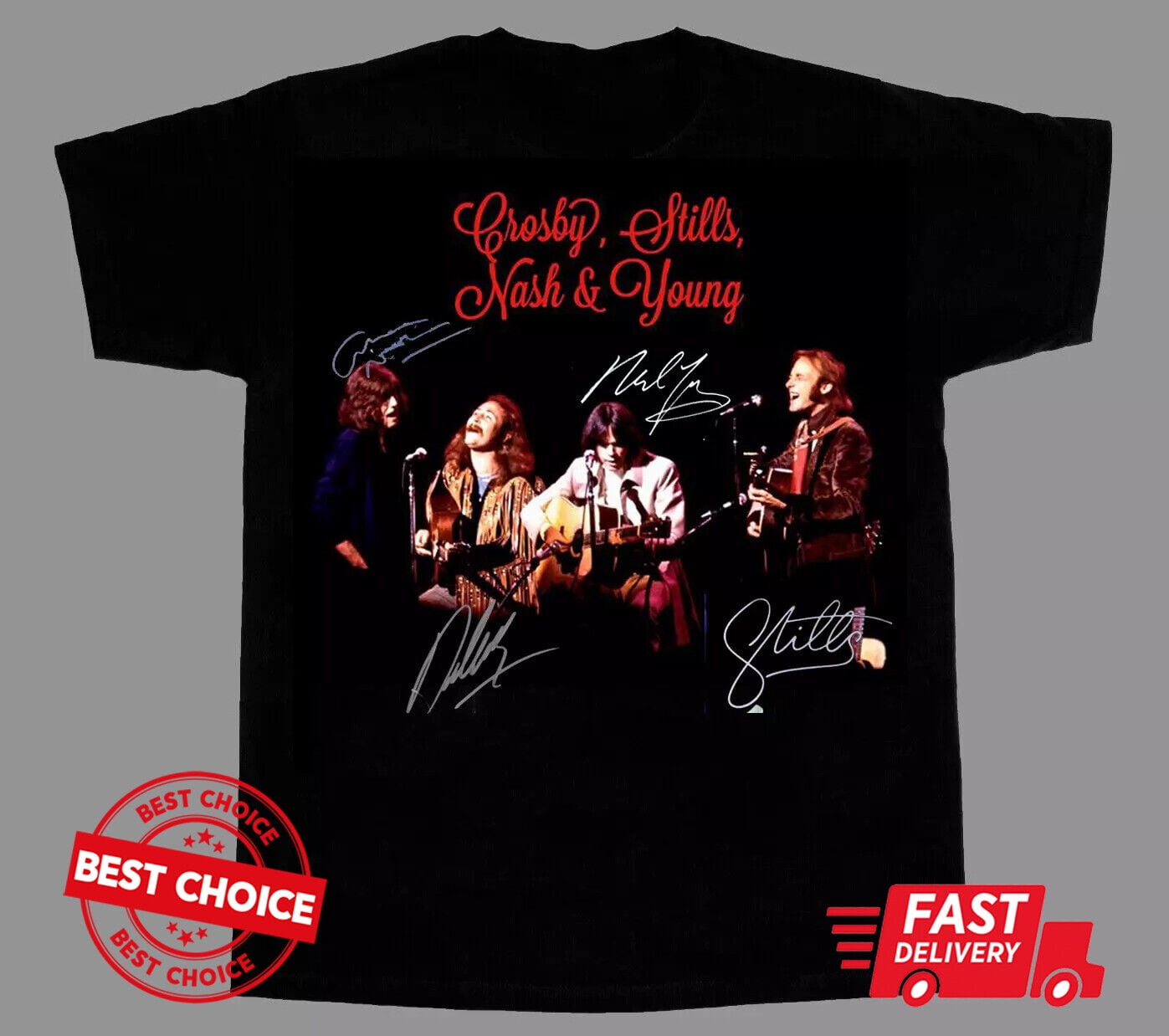Crosby, Stills, Nash & Young Band Signature Tshirt S3XL Q47987