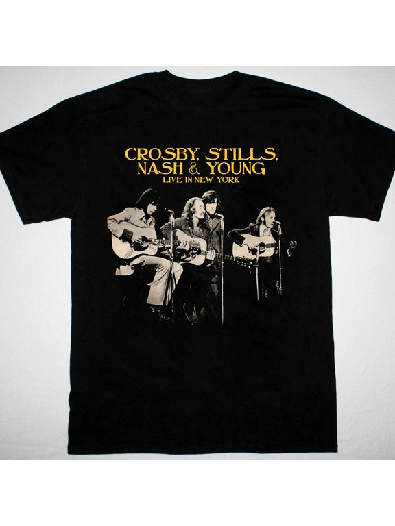 Crosby Stills Nash Young Men T-shirt Black Short Sleeve All Sizes 1F233