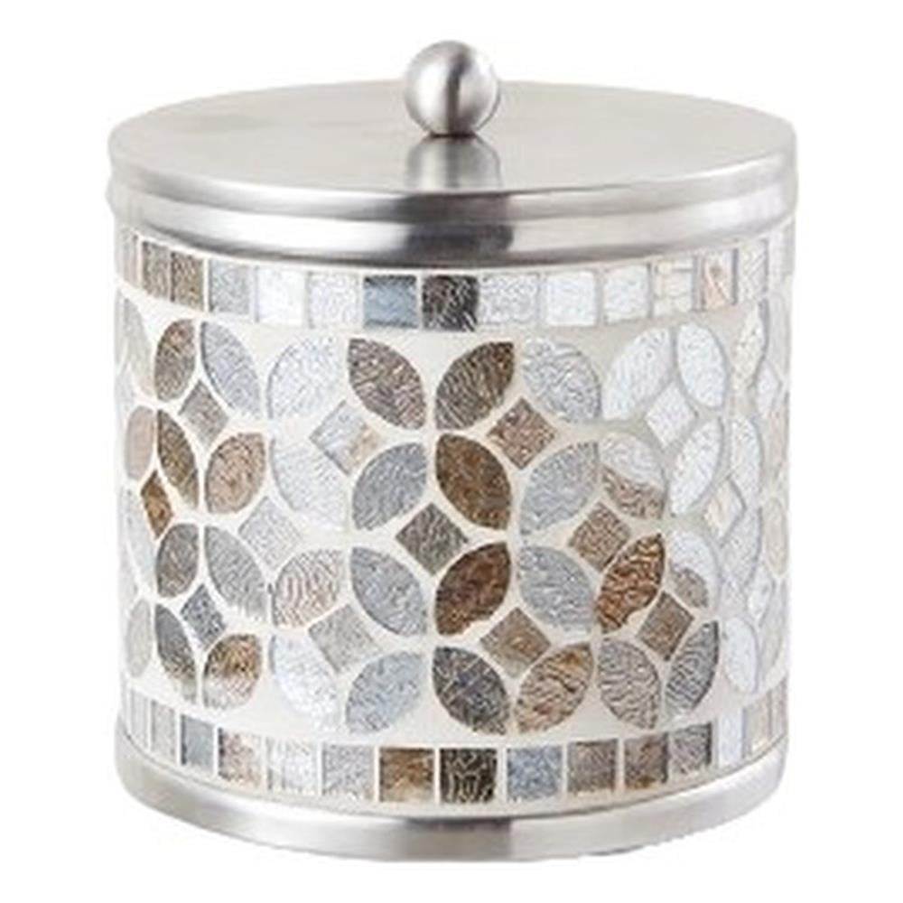 Champagne Gold and Silver Mosaic Glass Bathroom Storage Jar