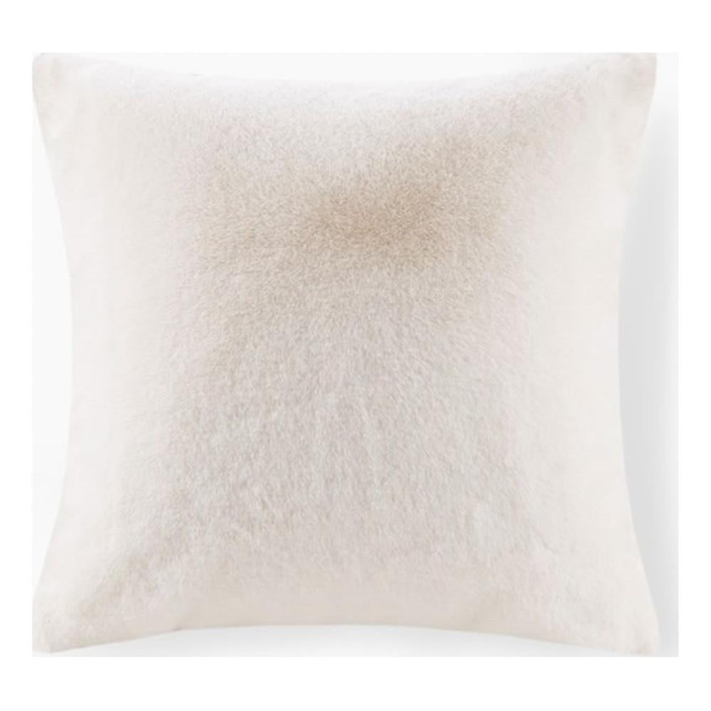 Ivory Faux Fur Square Throw Pillow with Polyfill