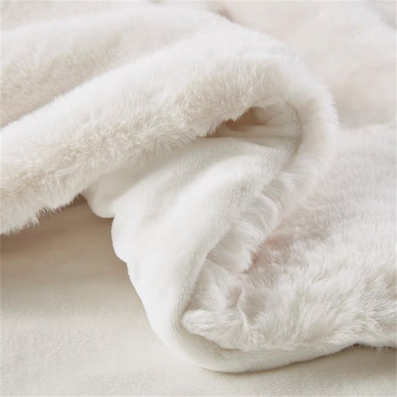Croscill Sable Solid Faux Fur Throw in Ivory