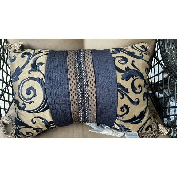 Croscill Sebastian Boudoir Pillow Blue Gold With Tassels