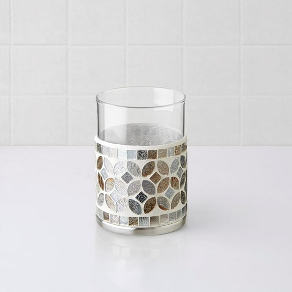 Croscill Seville Mosaic Glass Tumbler in Silver