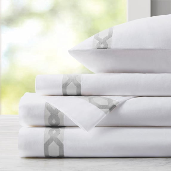 Croscill Signature Hem 300TC Cotton Sheet Set in Grey King