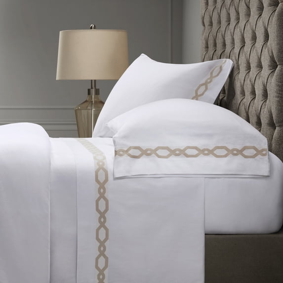 Croscill Signature Hem 300TC Cotton Sheet Set in Taupe Queen