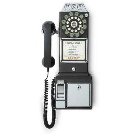 Crosley - CR56-BK Corded 1950s Classic Pay Phone - Black