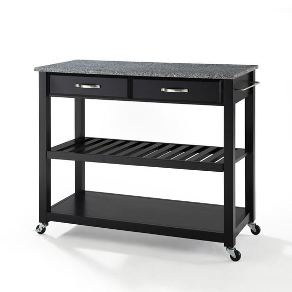 Crosley Furniture Granite Top Kitchen Prep Cart Black/Gray