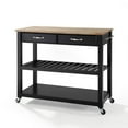 thumbnail image 1 of Wood Top Kitchen Prep Cart Black/Natural, 1 of 8