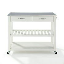 Crosley 2 Drawer Stainless Steel Top Kitchen Cart in White