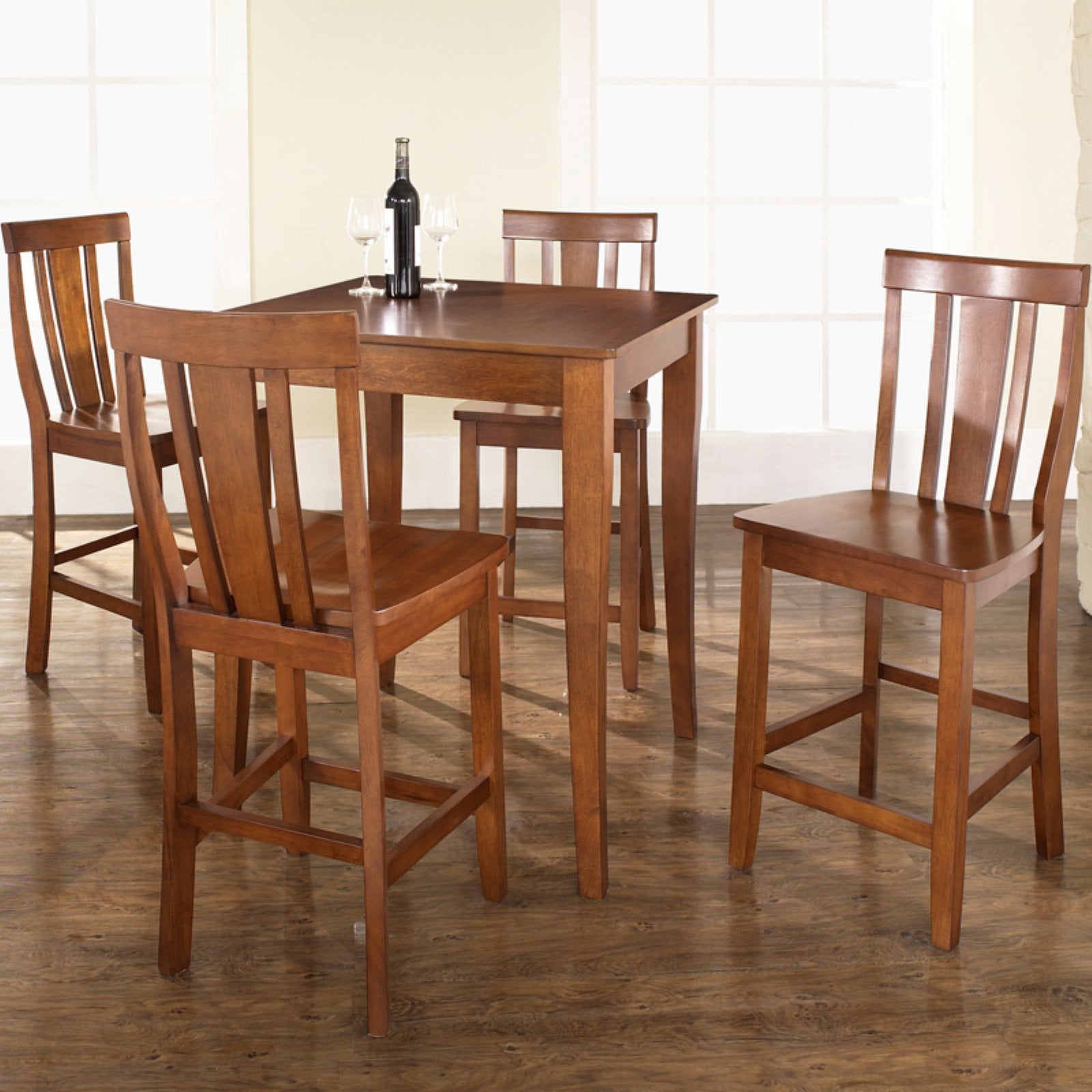 Crosley 5-Piece Pub Dining Set with Cabriole Leg and Shield Back Stools ...