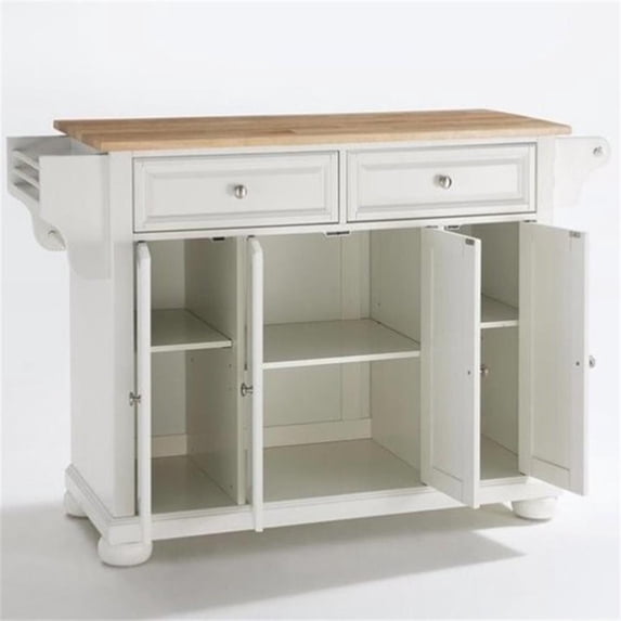 Crosley Alexandria Natural Wood Top Kitchen Island with Removable Casters