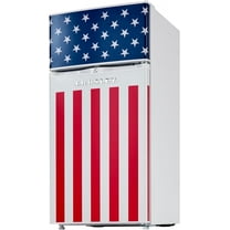 Crosley American Tribute 4.2 Cuft 2-Door Compact Refrigerator, White with American Flag Design