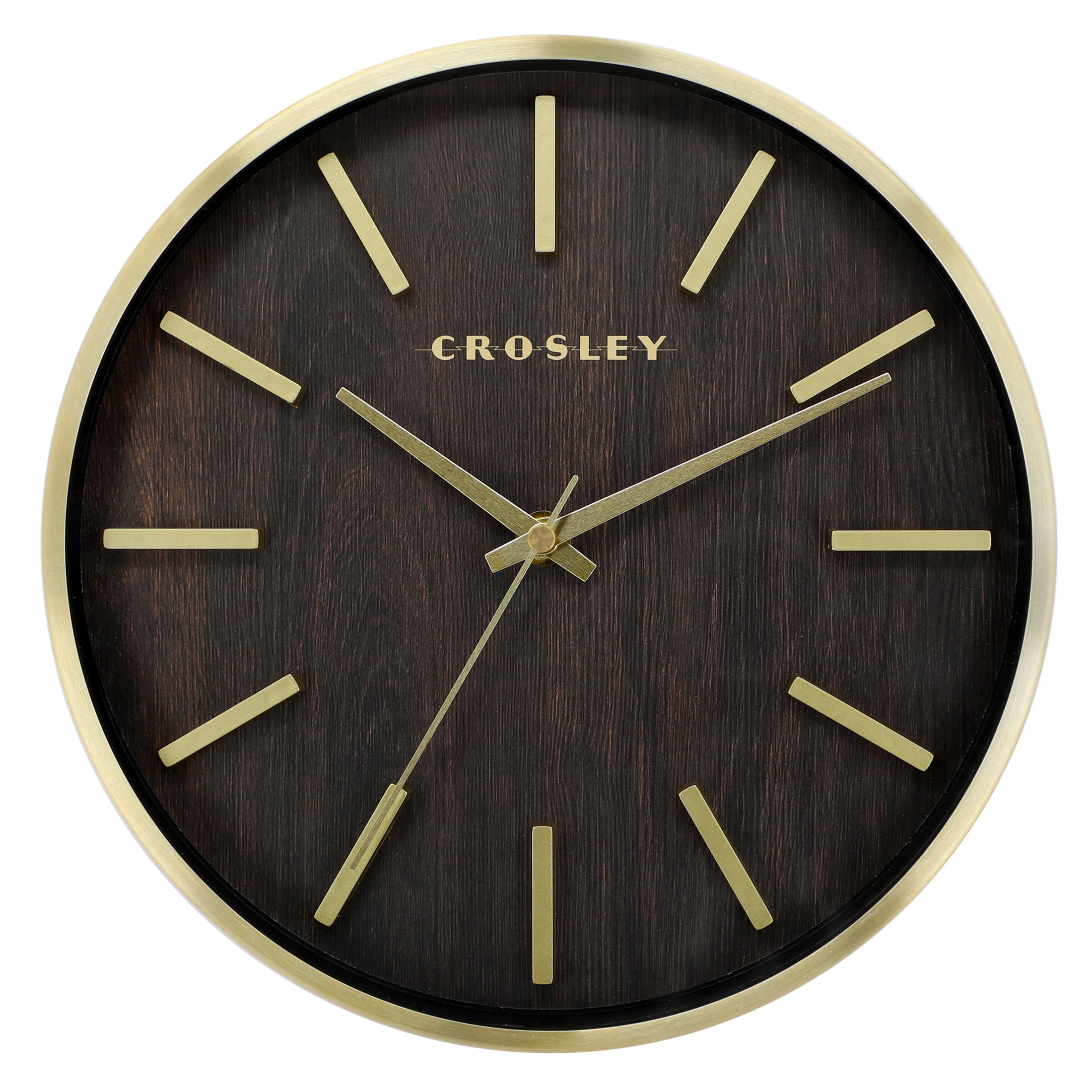 Crosley Analog 10" Gold Metal Quartz Accurate Wall Clock with Raised