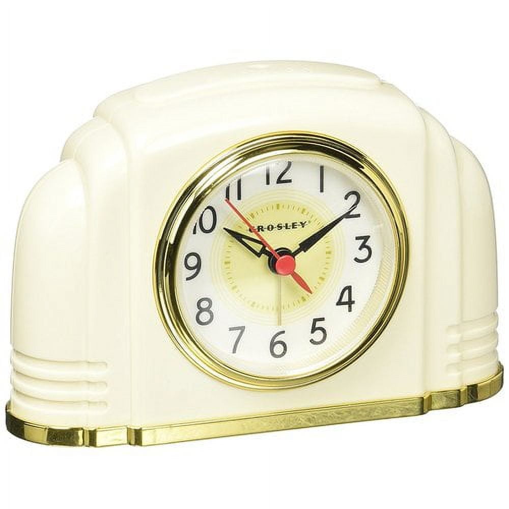 Crosley Multicolor Art Deco Analog Alarm Clock with Glass Face