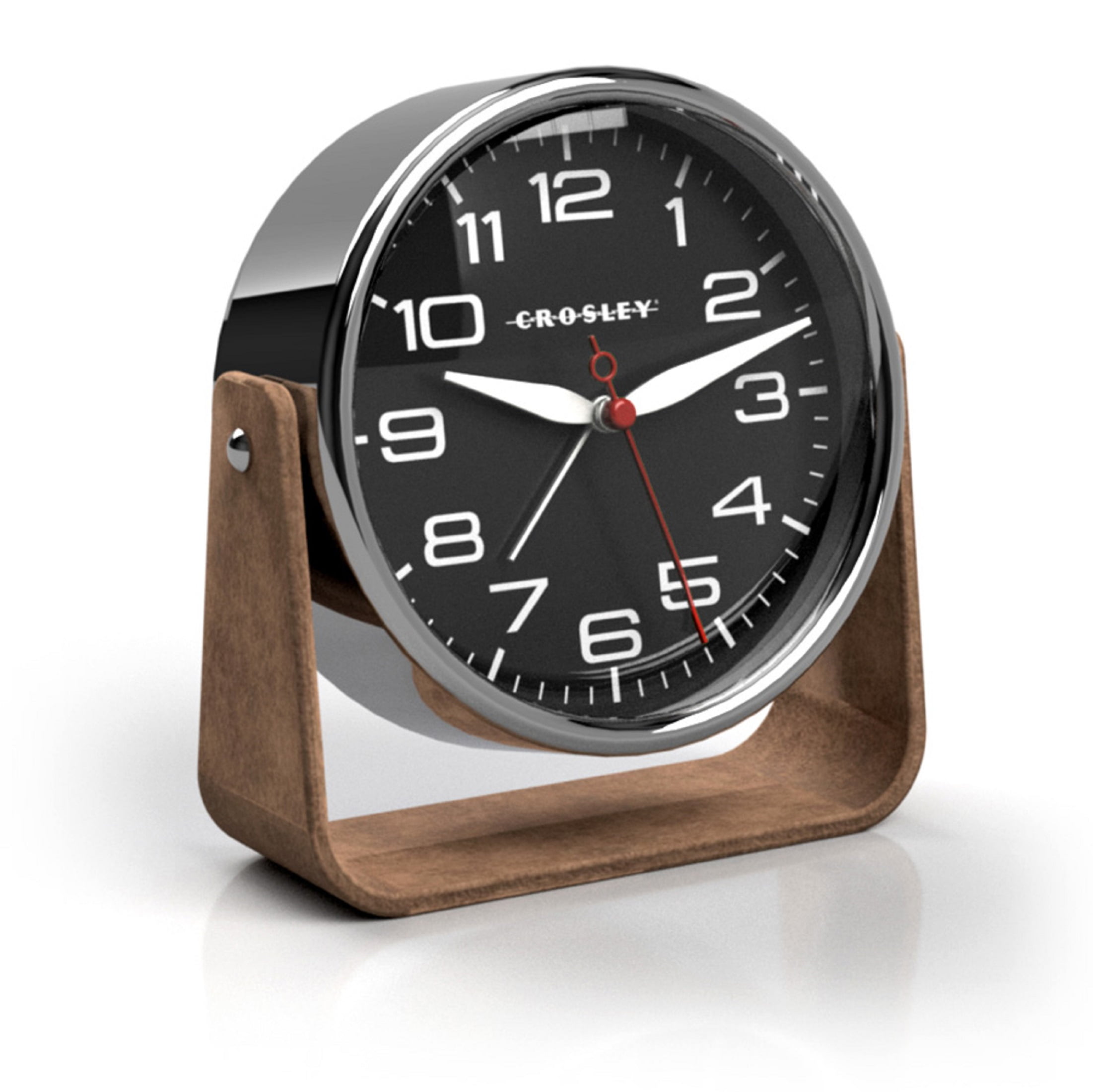 Crosley White Leatherette and Metal Tilt Analog Alarm Clock