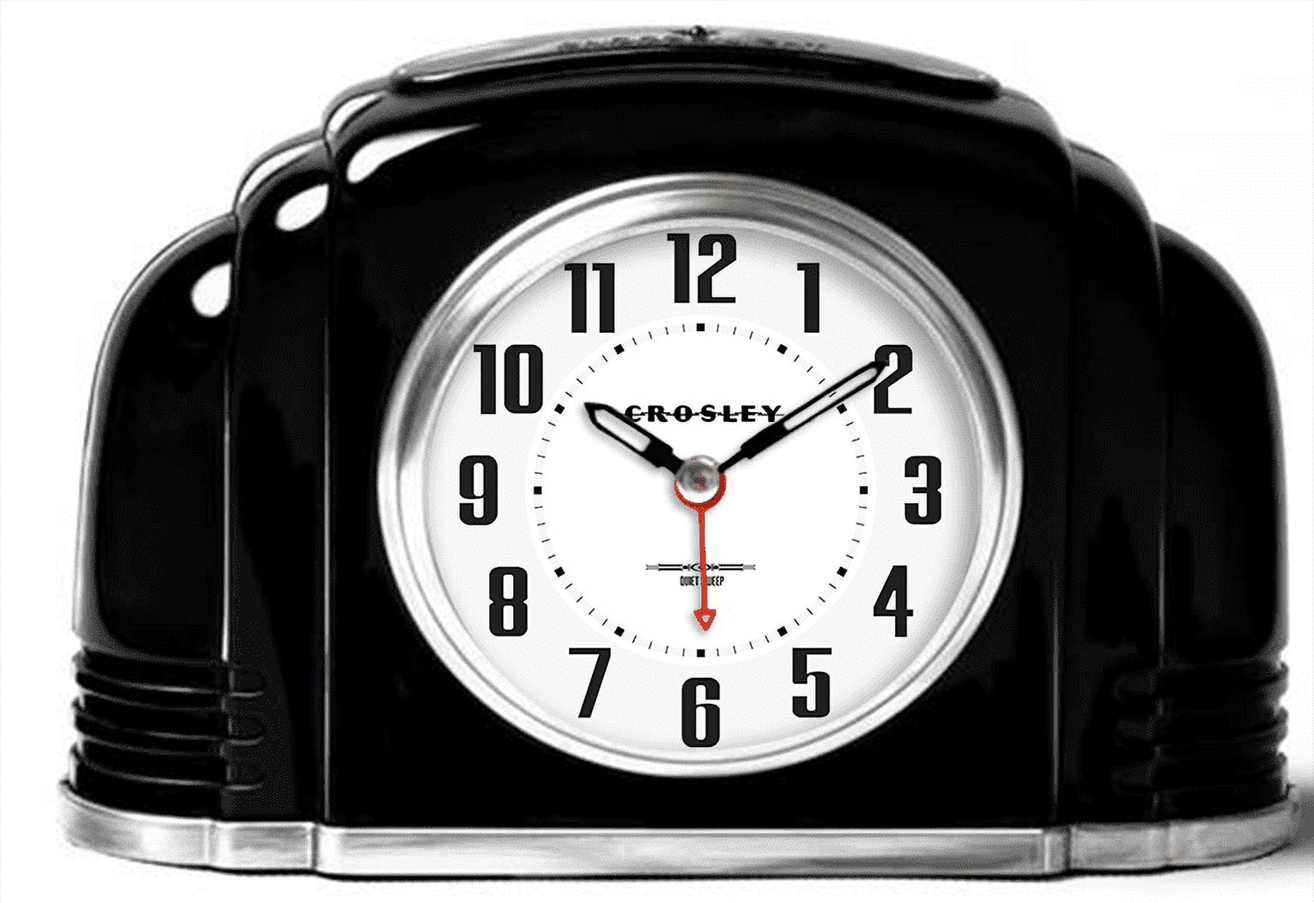 Crosley Bakelite Black Arch Alarm Clock with Decorative Design and