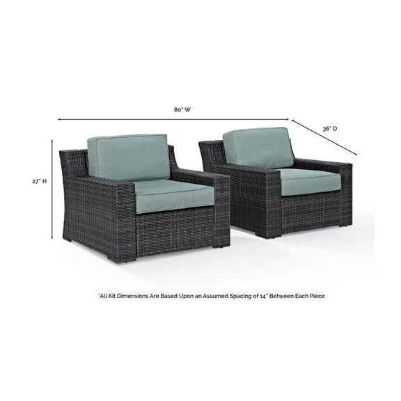 Crosley Furniture Beaufort 2Pc Wicker Outdoor Chair Set