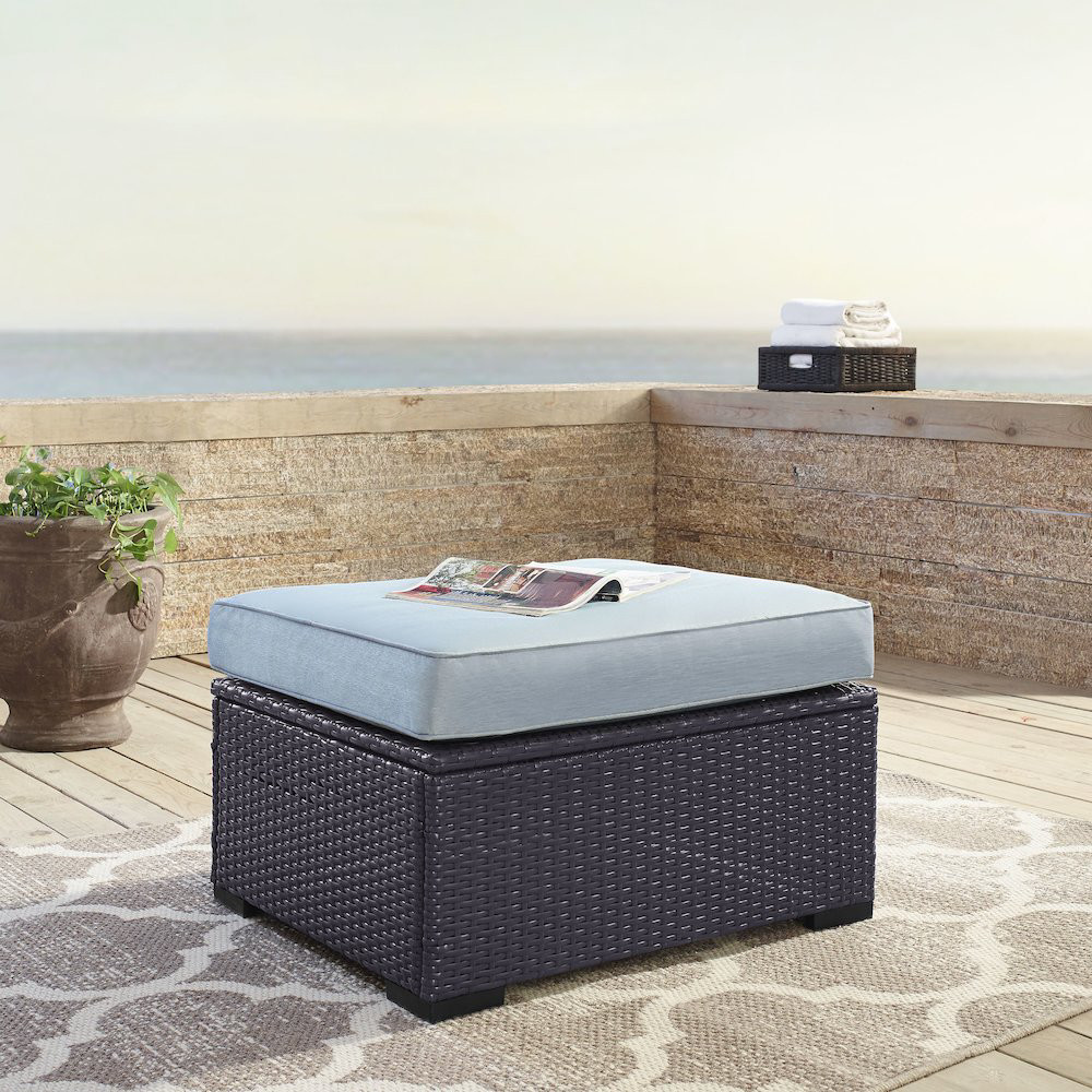 Crosley Biscayne Outdoor Wicker Ottoman White/Brown-Color:Brown,Style:Midst Cushions - image 1 of 5