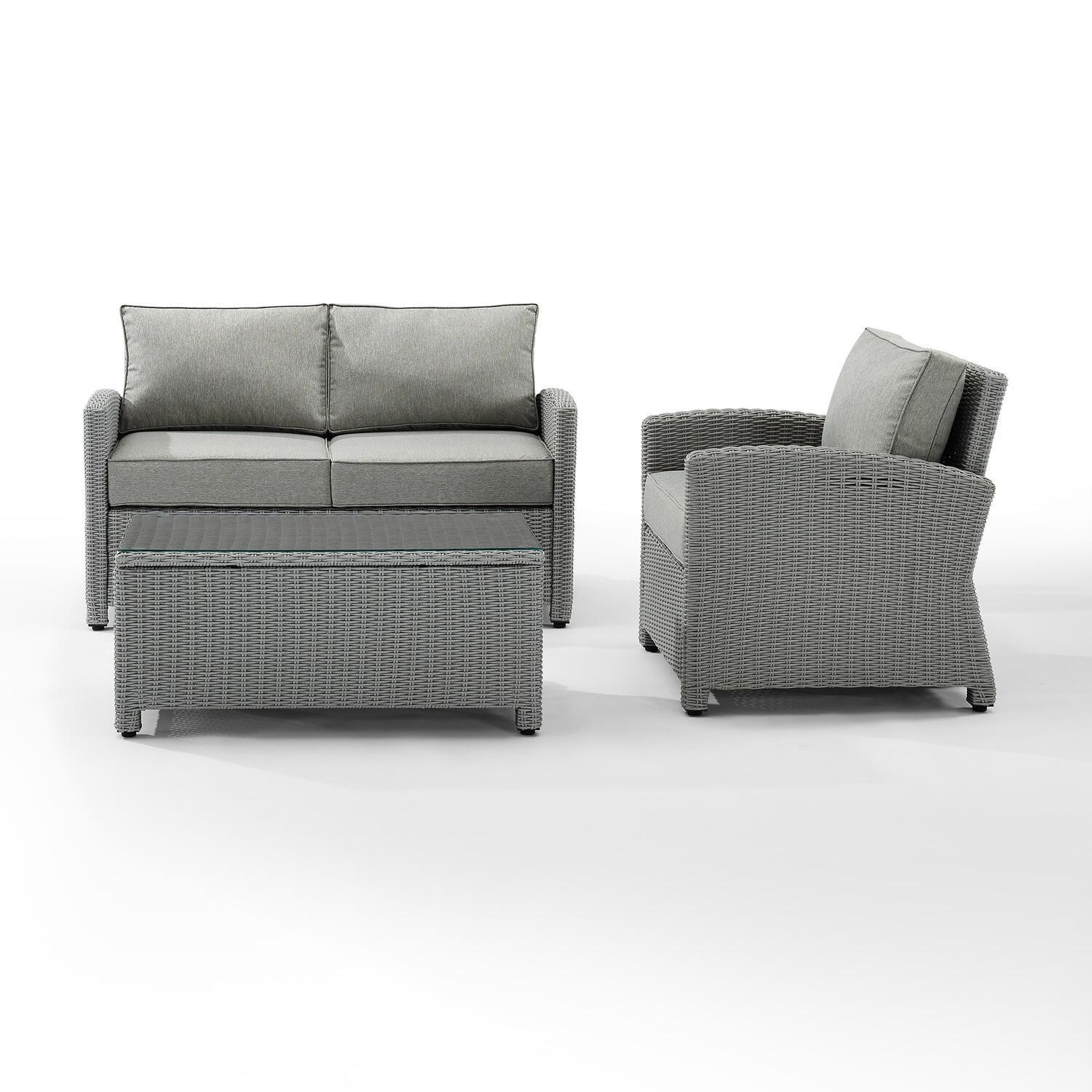 Crosley Bradenton 3 Piece Wicker Patio Sofa Set in Gray - image 1 of 7